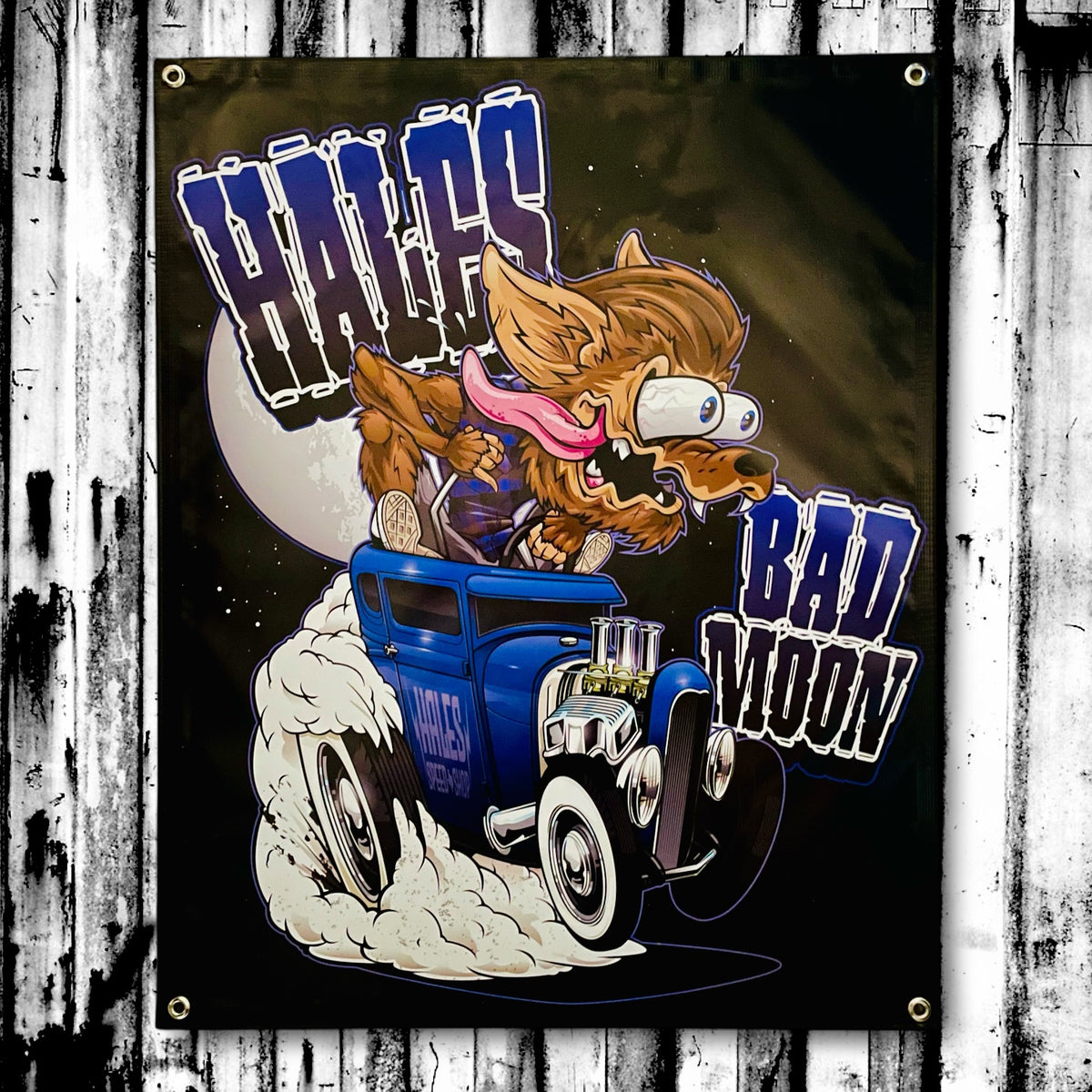 Bad Moon Vinyl Garage Banner - 36" X 29"