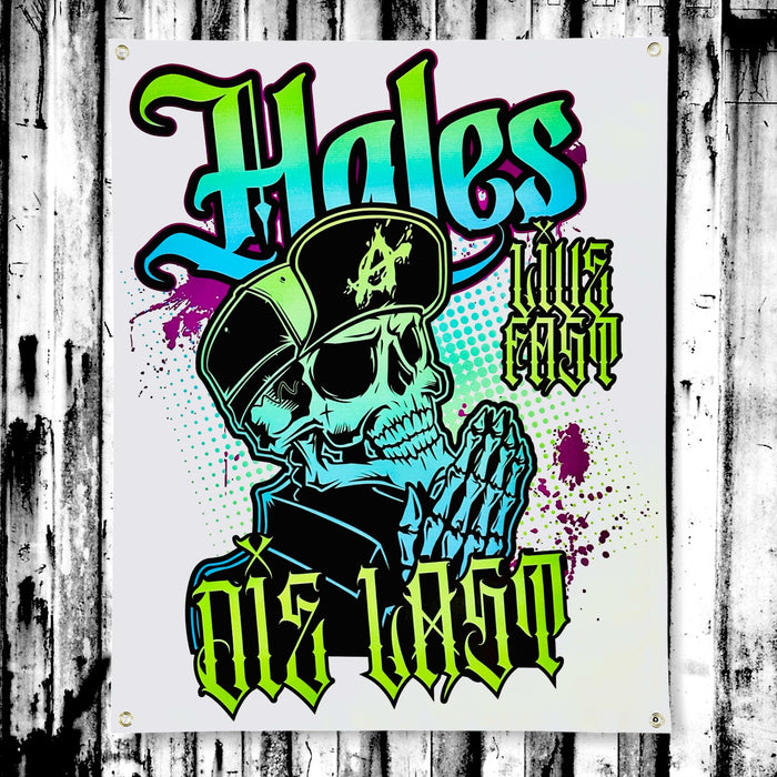 Live Fast Vinyl Garage Banner - 36" X 29"