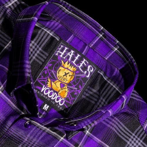 Men's Voodoo Cruiser Purple & Black Plaid Short Sleeve Shirt