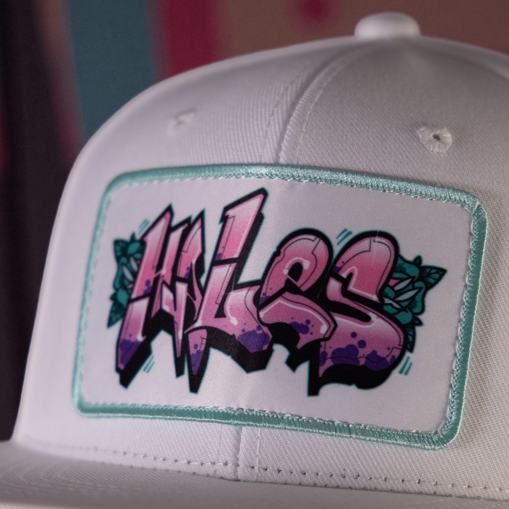 Vandalynn 6-Panel Snapback | White Flat Bill Graffiti Hat | Hales