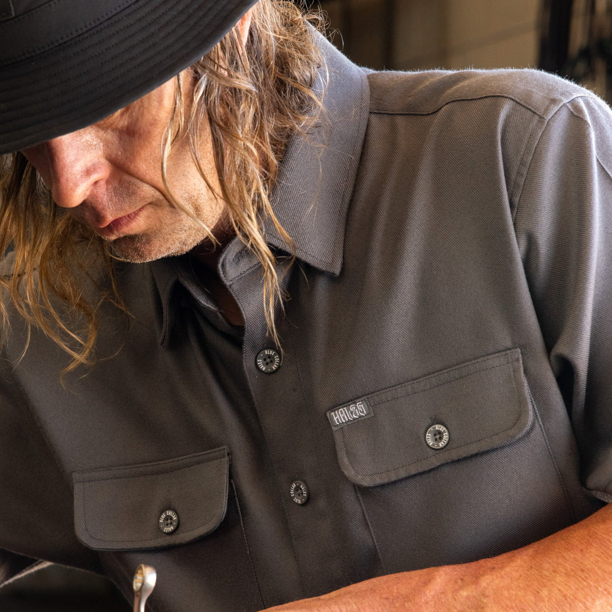 Blue Collar Short Sleeve Shirt - Charcoal