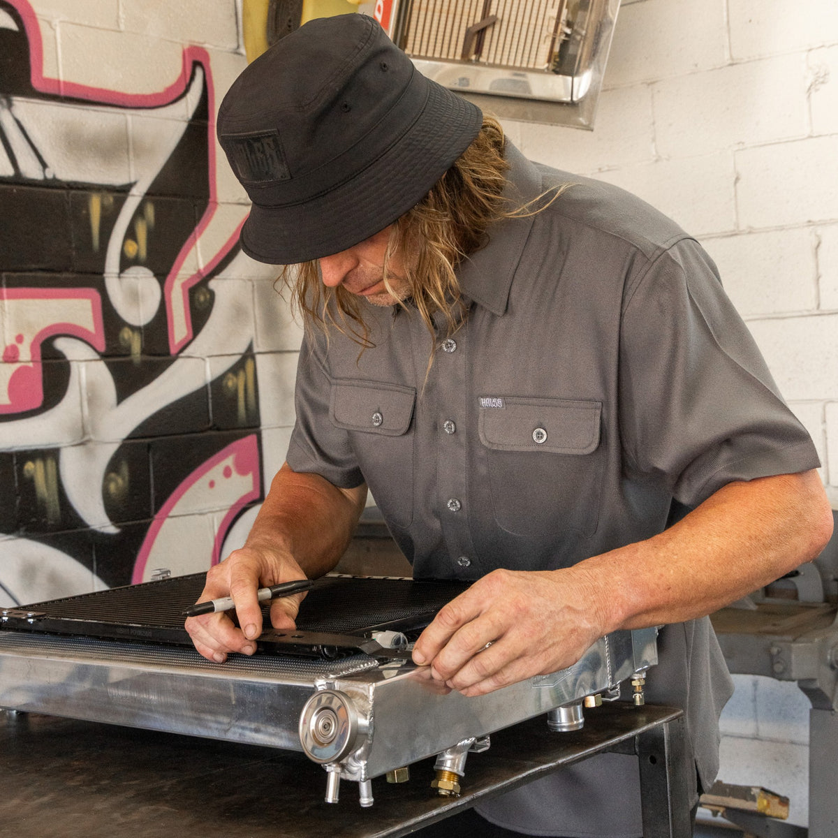 Blue Collar Short Sleeve Shirt - Charcoal
