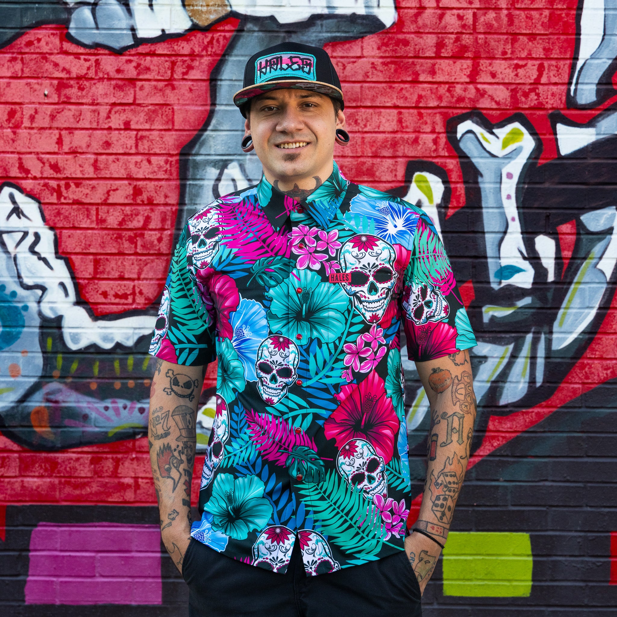 Aloha Muertos Shaka Tropical Shirt | Hales Legendary Flannels