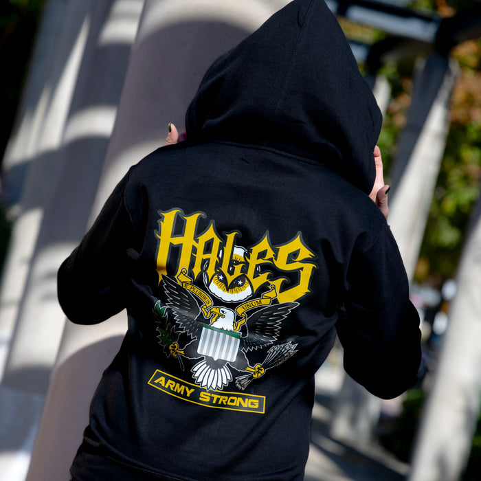 Army Strong Zip Up Unisex Hoodie - Black