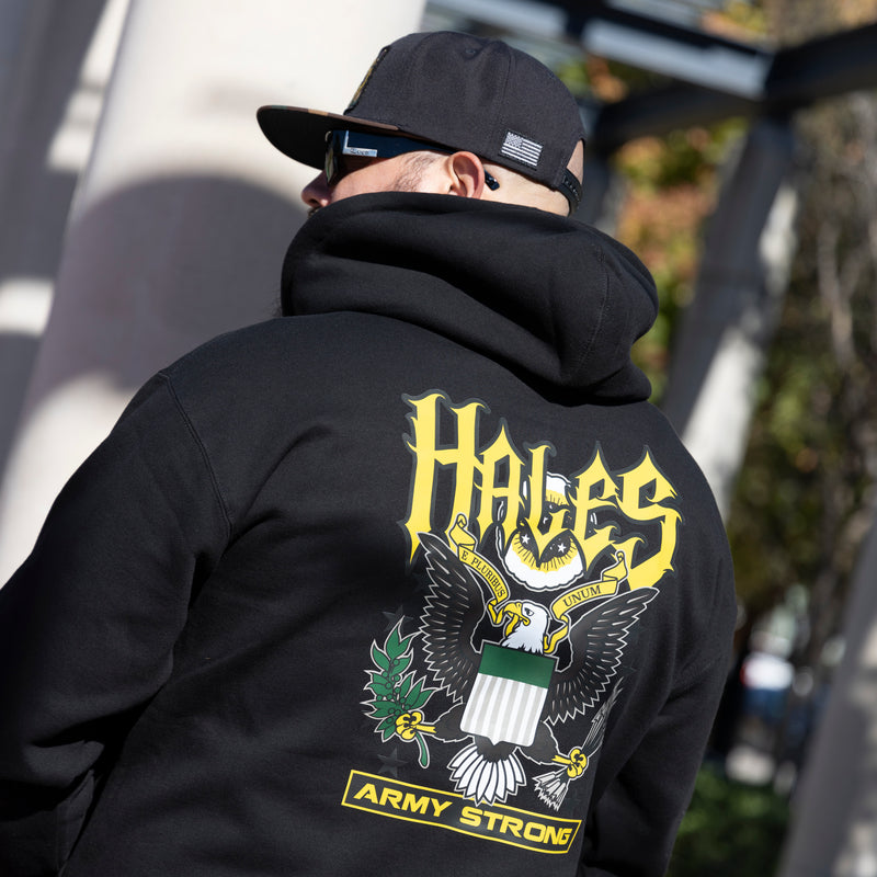 Army Strong Zip Up Unisex Hoodie - Black