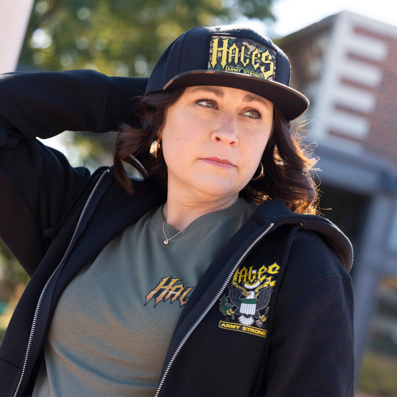 Army Strong Zip Up Unisex Hoodie - Black