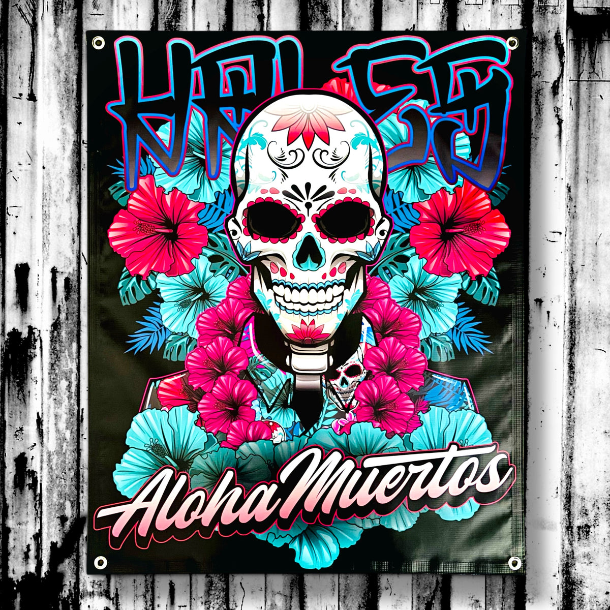 Aloha Muertos Vinyl Garage Banner - 36" X 29"