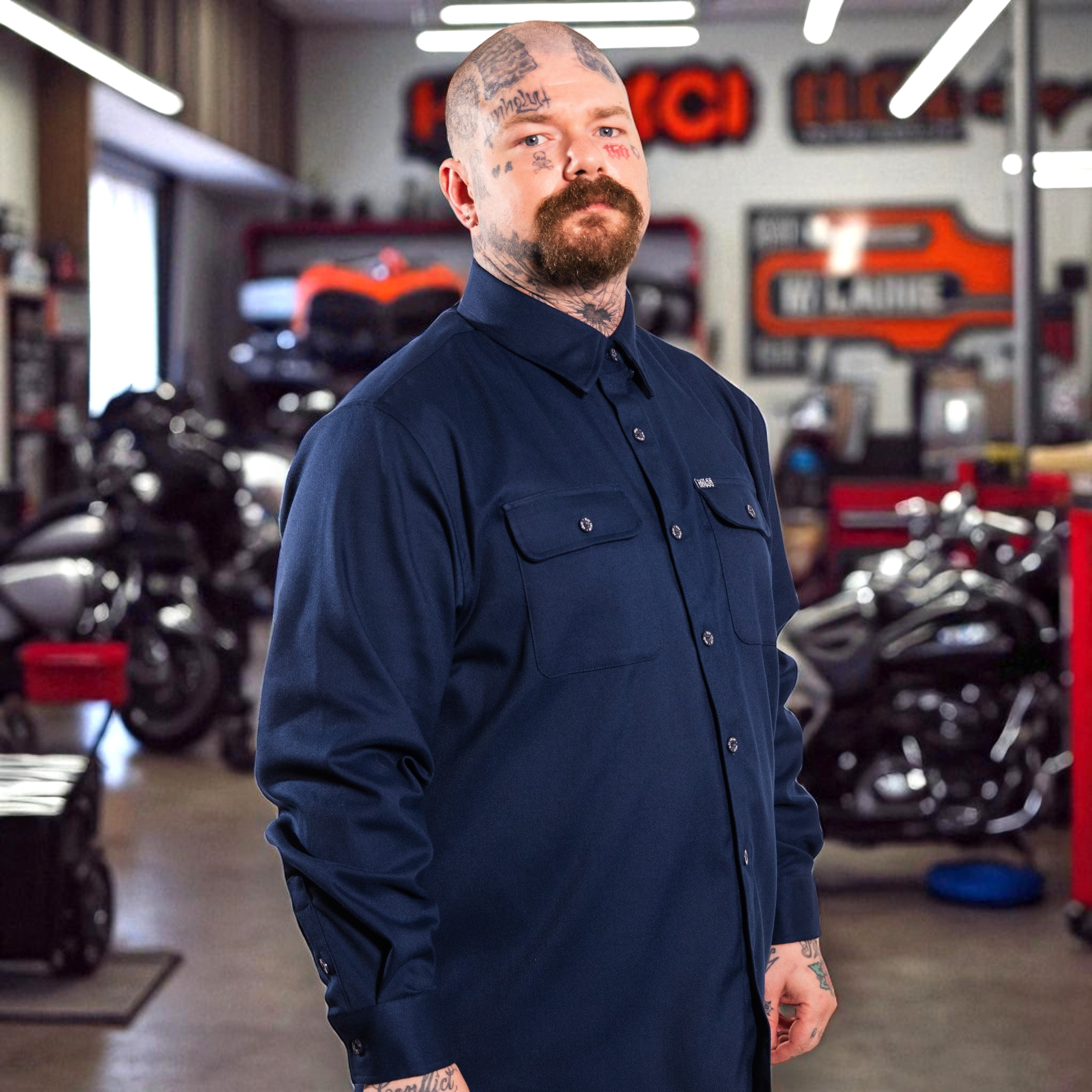 Men's Blue Collar Series Flannel | Navy Blue Work Shirt by Hales