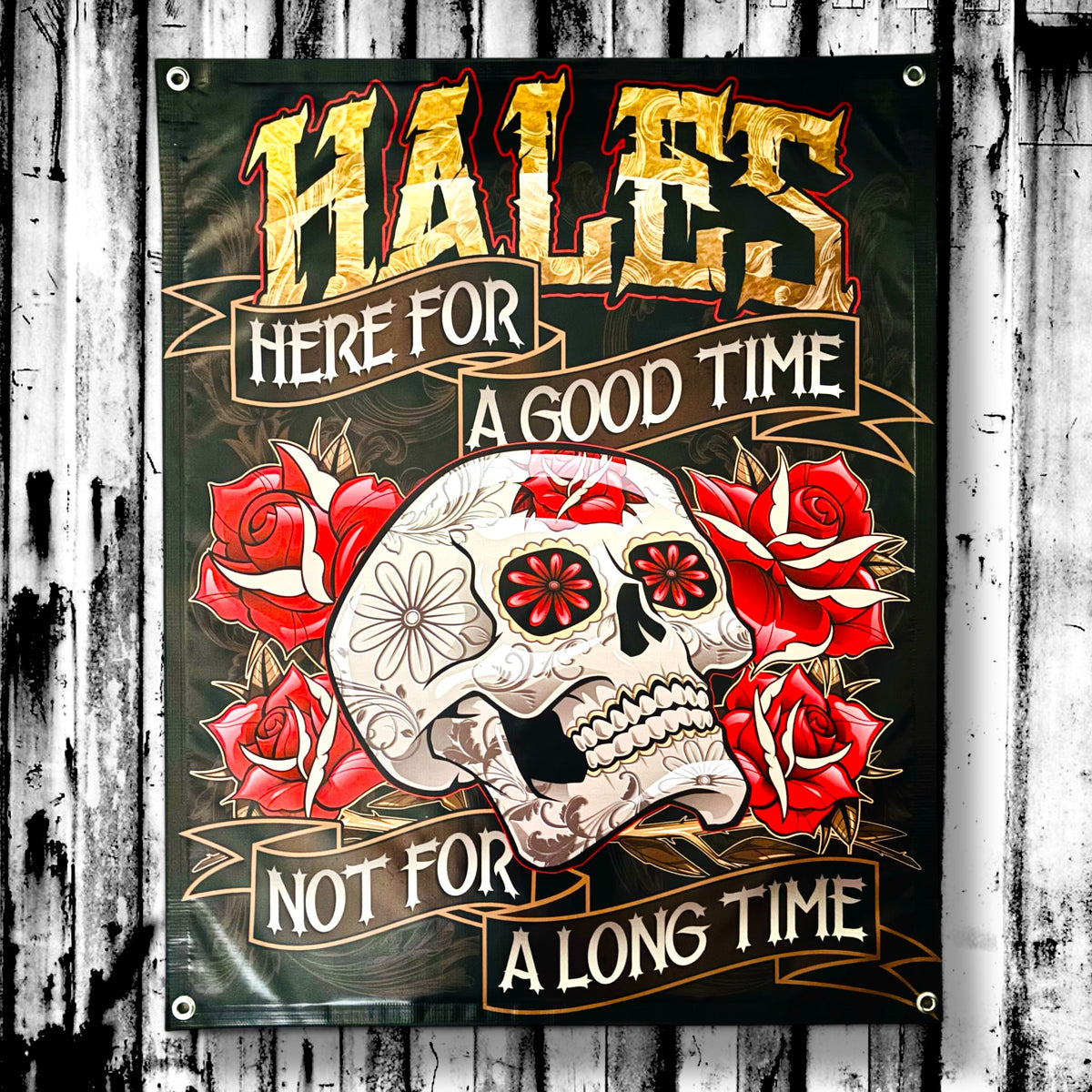 Borrowed Time Garage Banner - 36" X 29"