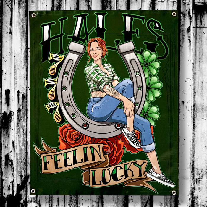 Feelin' Lucky Vinyl Garage Banner - 36" X 29"