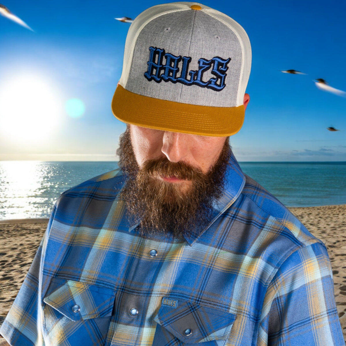 Gulf Coast 6 Panel Flat Bill Trucker