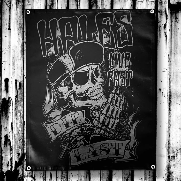 Live Fast Vinyl Garage Banner - Blackout Crew