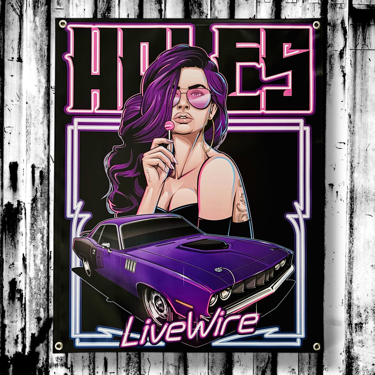 Live Wire Vinyl Garage Banner - 36" X 29"