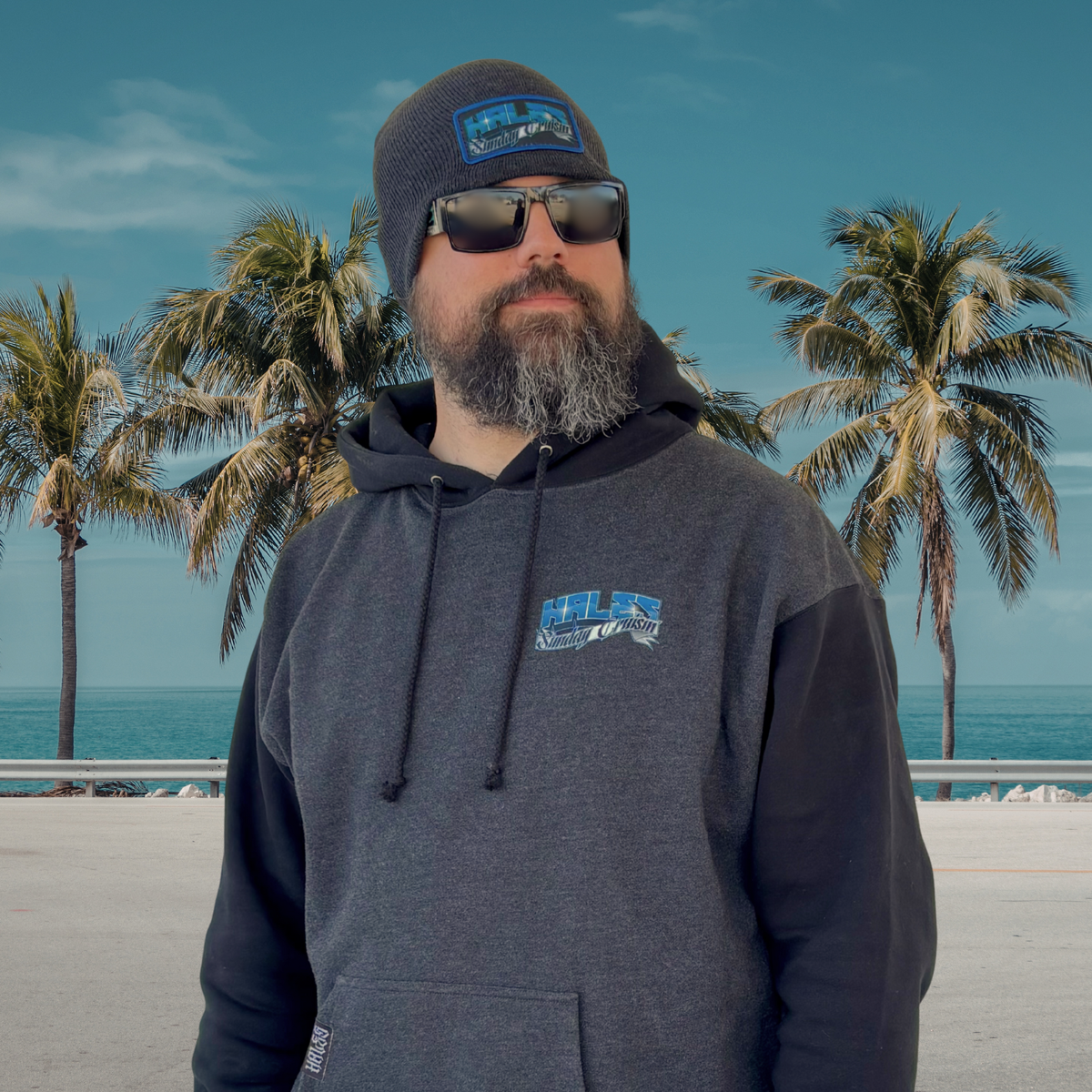 Sunday Cruisin' Unisex Pullover Hoodie - Charcoal/Black