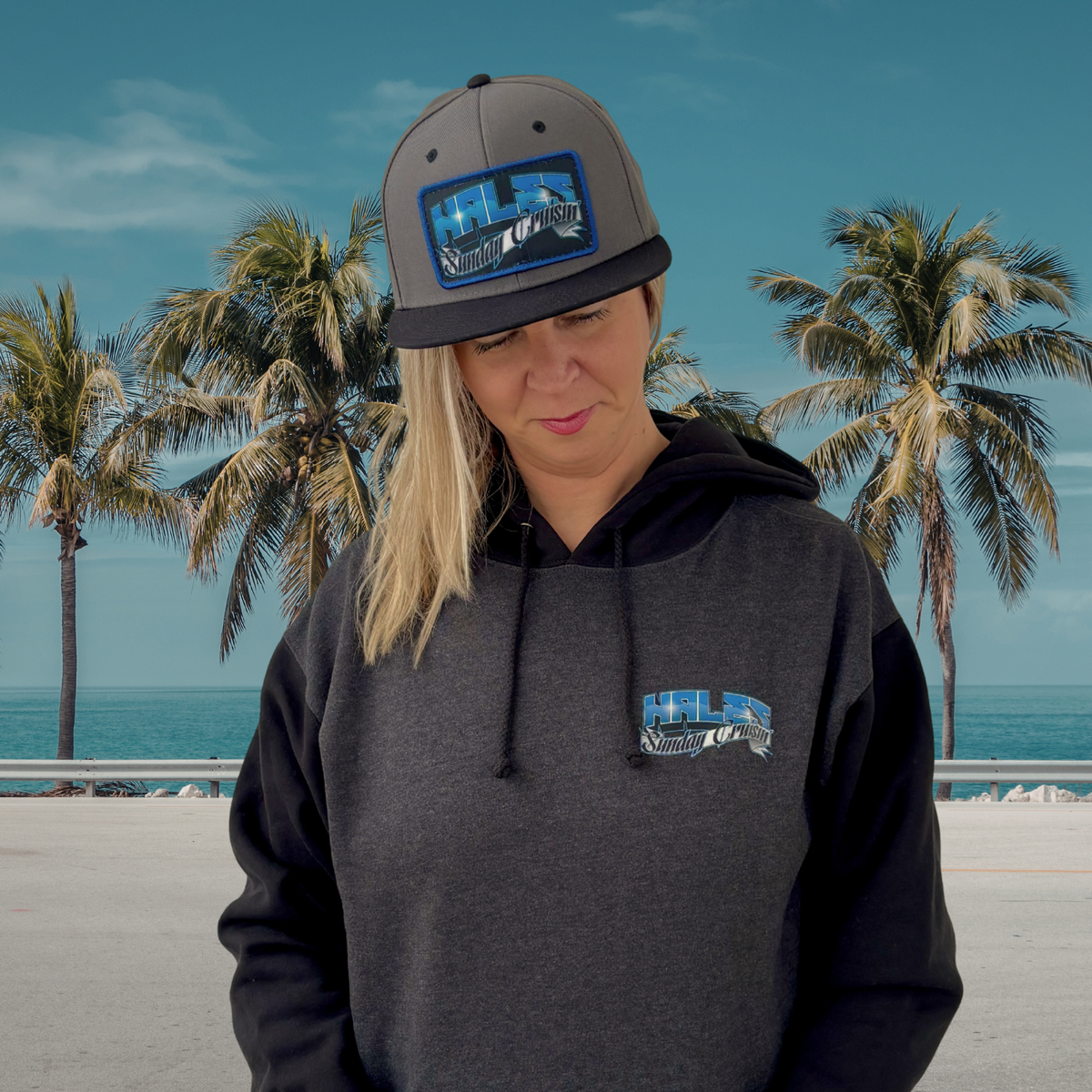 Sunday Cruisin' Unisex Pullover Hoodie - Charcoal/Black