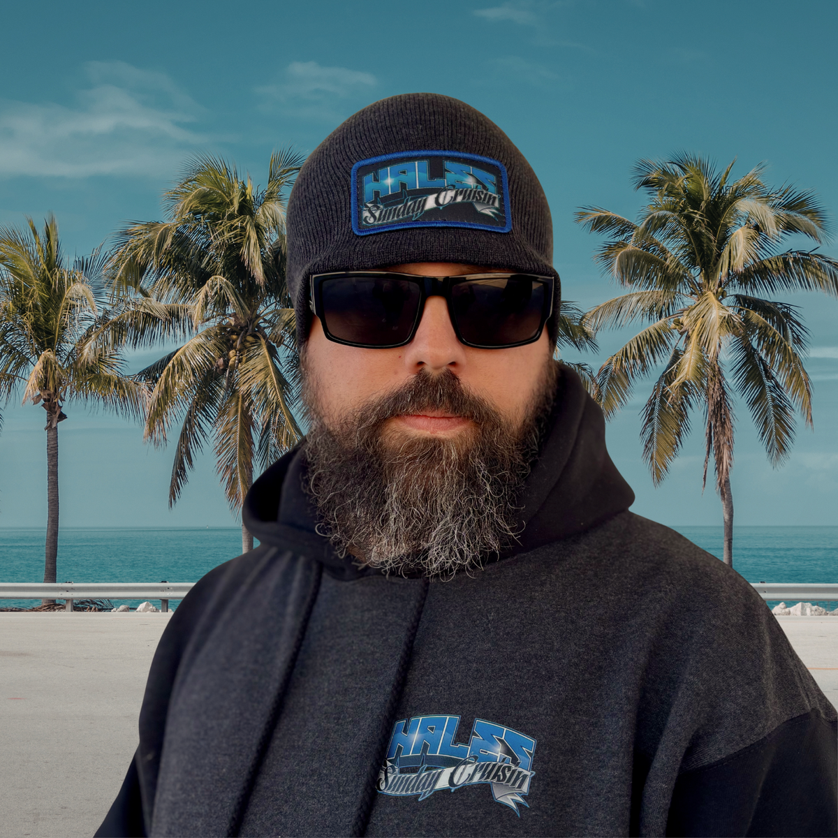 Sunday Cruisin' Unisex Pullover Hoodie - Charcoal/Black