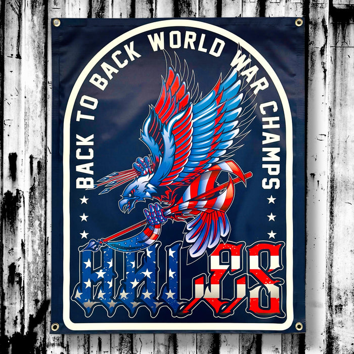 World War Champs Vinyl Garage Banner - 36" X 29"