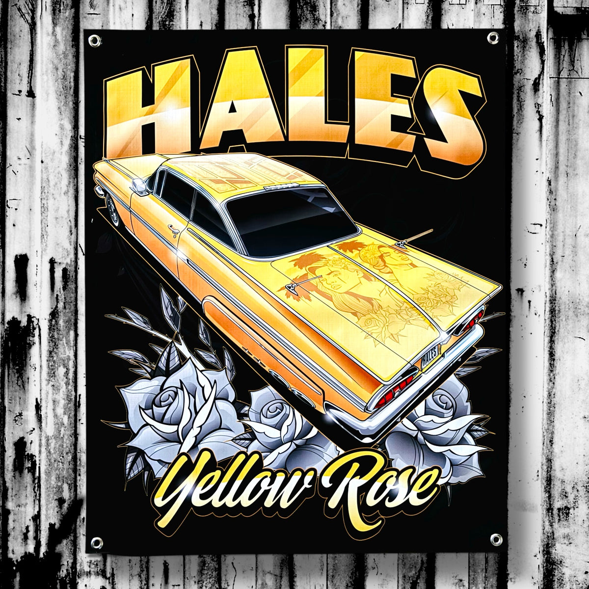 Yellow Rose Vinyl Garage Banner - 36" X 29"
