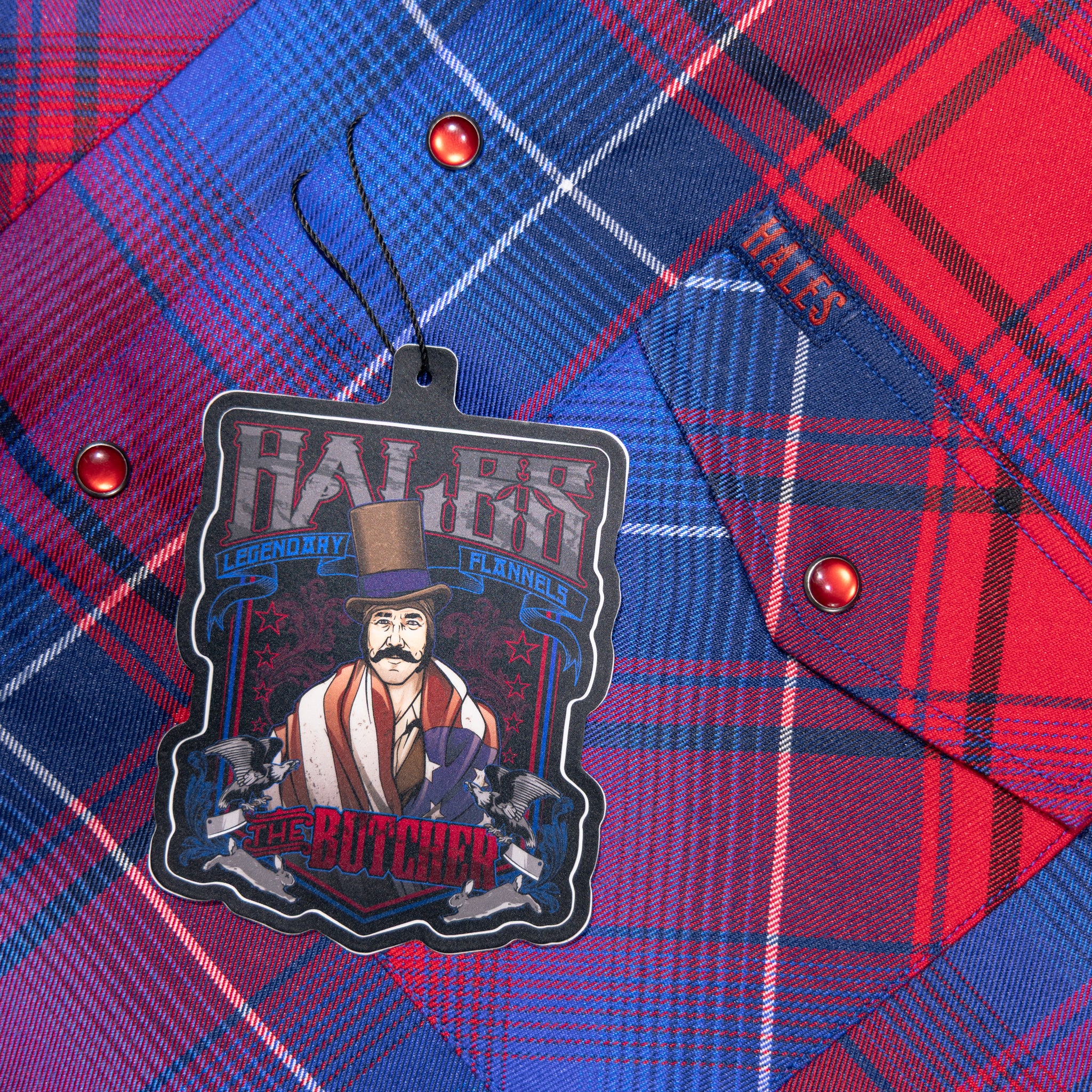 トップス butcher products PLAID SHIRT The Butcher Youth Flannel – Red, White, Blue Plaid for Kids